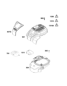 Blower Housing Group Diagram and Parts List for 93J0B-0109-H1  Briggs and Stratton Engine